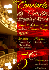 La delegació de Cultura programa el “Concert de Cançó, Sarsuela i Òpera”