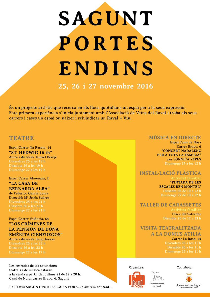 El projecte Sagunt Portes Endins porta el teatre al barri del Raval este cap de setmana