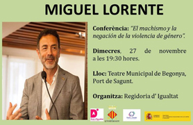 Miguel Lorente impartirà dimecres la conferència ‘El machismo y la negación de la violencia de género’