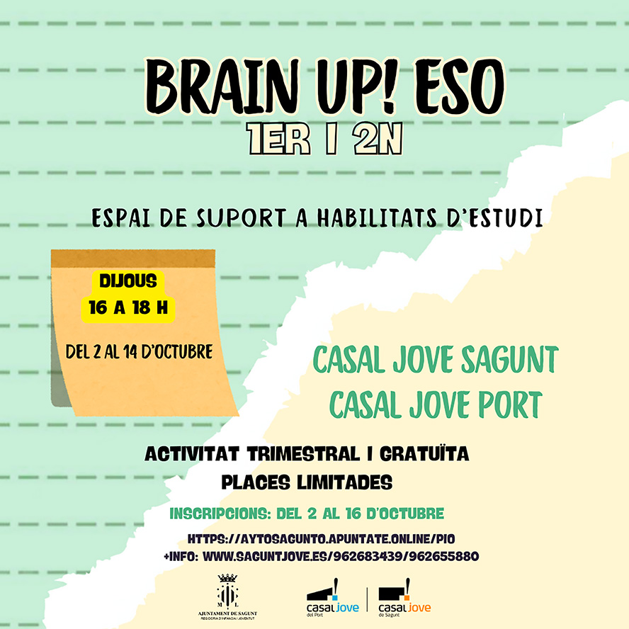 Els espais de suport a l'estudi ‘Brain UP’ tornen als dos casals jóvens de la ciutat