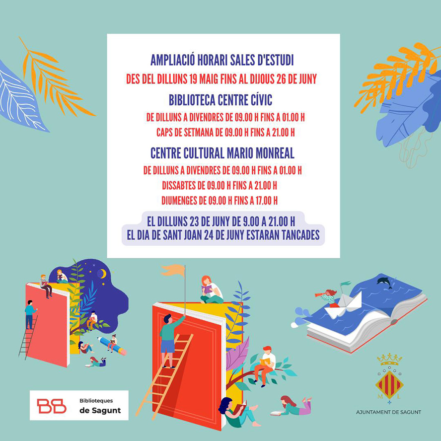 La Regidoria de Biblioteques amplia l'horari de les sales d'estudi de cara a l'època d'exàmens