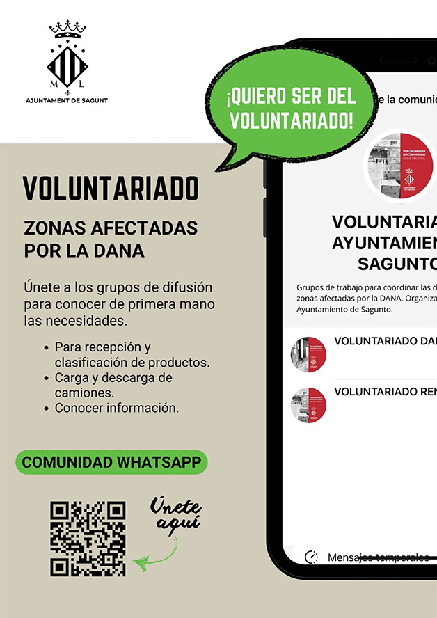 L'Ajuntament de Sagunt posa en marxa una comunitat de WhatsApp per a coordinar l'ajuda voluntària