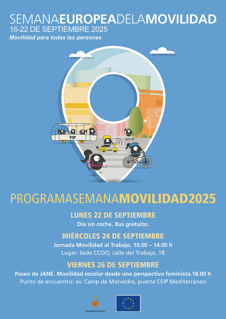 Sagunt s'unix un any més a la Setmana Europea de la Mobilitat amb bus gratuït, una jornada sobre sostenibilitat i treball i el 'Passeig de Jane'