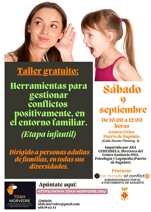  L'associació TDAH Morvedre organitza un taller per a gestionar conflictes a l'entorn familiar