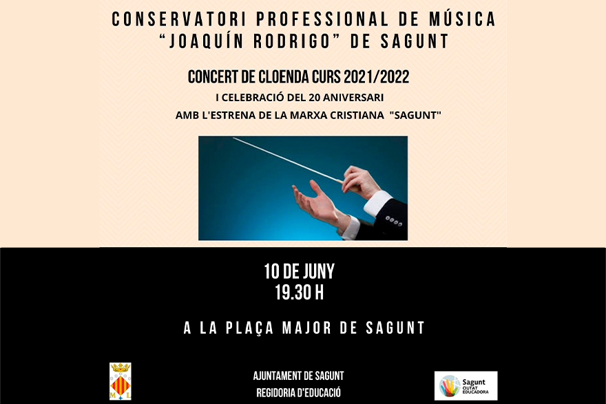 El Conservatori de Música Joaquín Rodrigo realitza el seu concert de cloenda de curs 2021/2022 