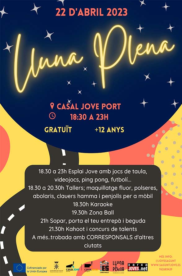 La Lluna Plena torna este dissabte al Casal Jove del Port de Sagunt