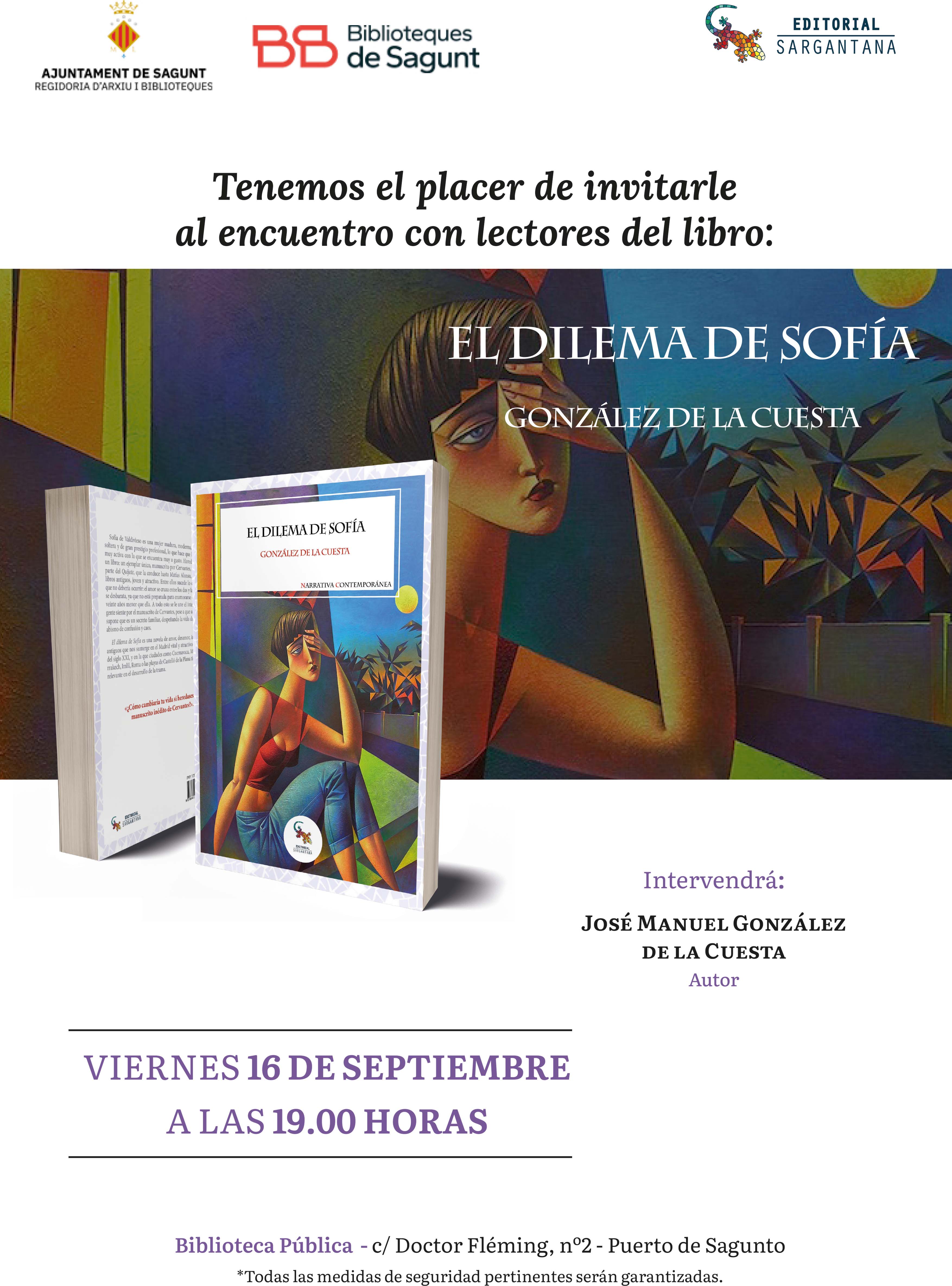 La biblioteca pública del Port de Sagunt acull este divendres una trobada de lectors del llibre 'El dilema de Sofia'