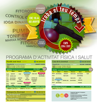 Els adults i majors de 60 anys podran mantenir-se en forma gràcies als programes d'Activitat Física i Salut de l'Ajuntament de Sagunt