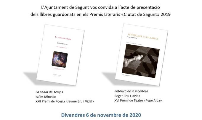 L'Ajuntament de Sagunt presenta la publicació dels llibres guardonats en els Premis Literaris Ciutat de Sagunt 2019