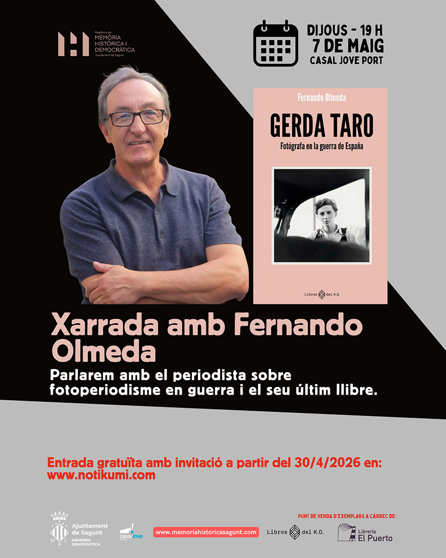 Fernando Olmeda presenta su libro sobre la fotoperiodista de guerra Gerda Taro en Puerto de Sagunto