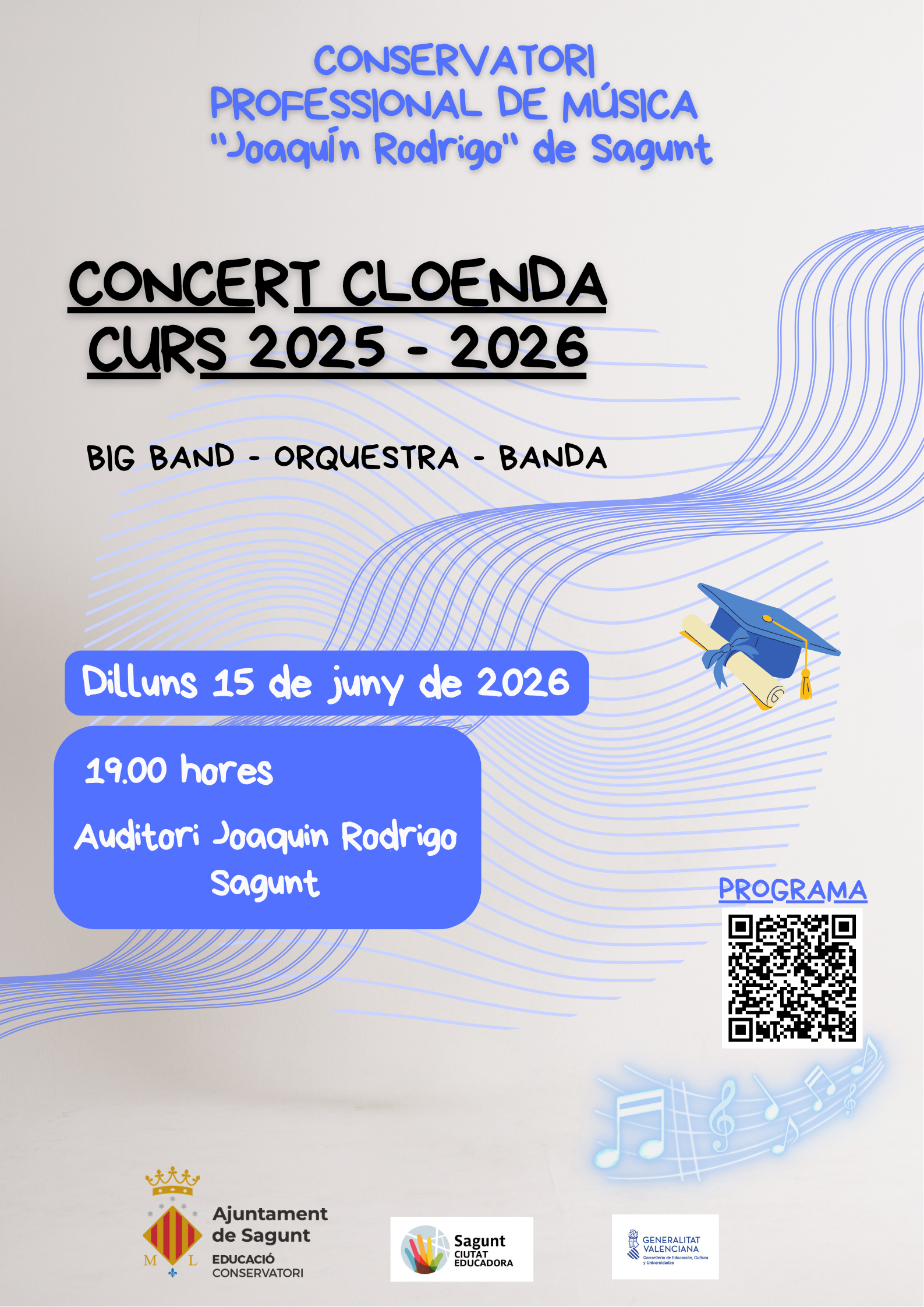 El Conservatori Professional de Música Joaquín Rodrigo clausura el curs amb un gran concert a l'auditori de Sagunt