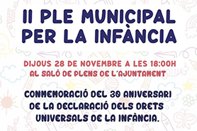 L'Ajuntament de Sagunt realitzarà, el pròxim dijous, el ple de la Infància per a commemorar els drets del xiquet