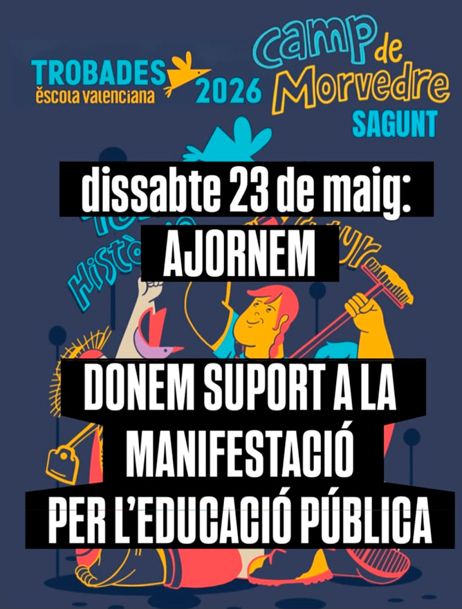 Aplazadas las 'Trobades d'Escoles en Valencià' del Camp de Morvedre por la huelga educativa