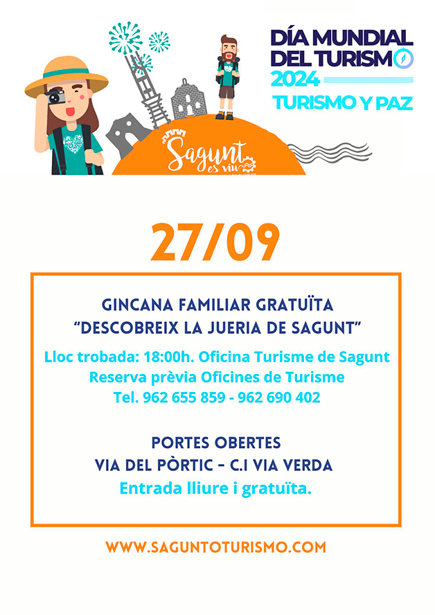 Sagunt celebra el Dia Mundial del Turisme amb activitats gratuïtes davall el lema 'Turisme i Pau'