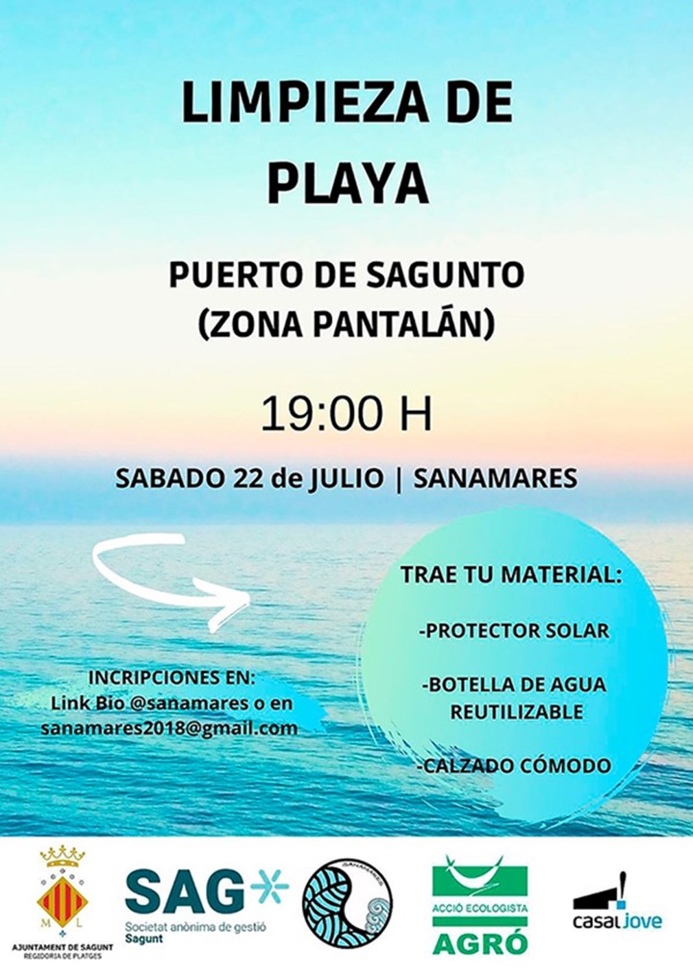 Jornada de limpieza playa Puerto de Sagunto 22 de julio