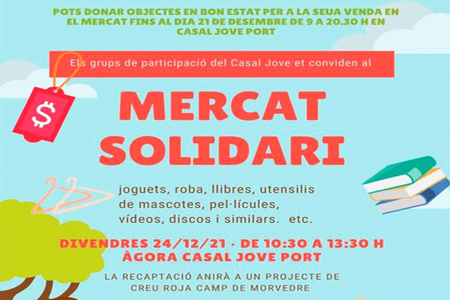 Ajornat el Mercat Solidari al 24 de desembre a causa de l'alta probabilitat de pluja per a demà
