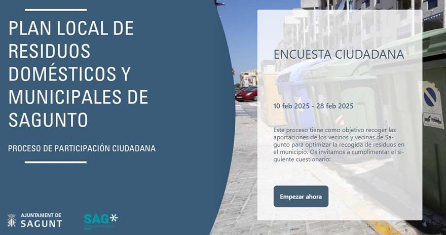 El Pla Local de Residus Domèstics i Municipals de Sagunt inicia la fase de participació ciutadana