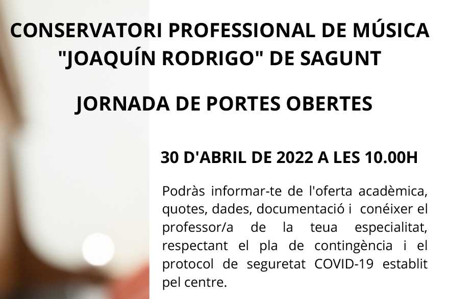 El conservatori de música Joaquín Rodrigo realitza la jornada de portes obertes el 30 d'abril 