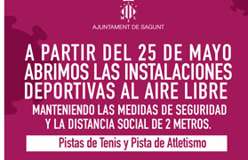 Sagunt reobri el 25 de maig les instal·lacions esportives a l'aire lliure i el Casal Jove