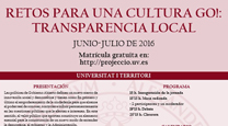 El dimarts 5 de juliol tindrà lloc la jornada “Retos para una cultura GO!: Transparencia local” en el Centre Cívic de Port de Sagunt