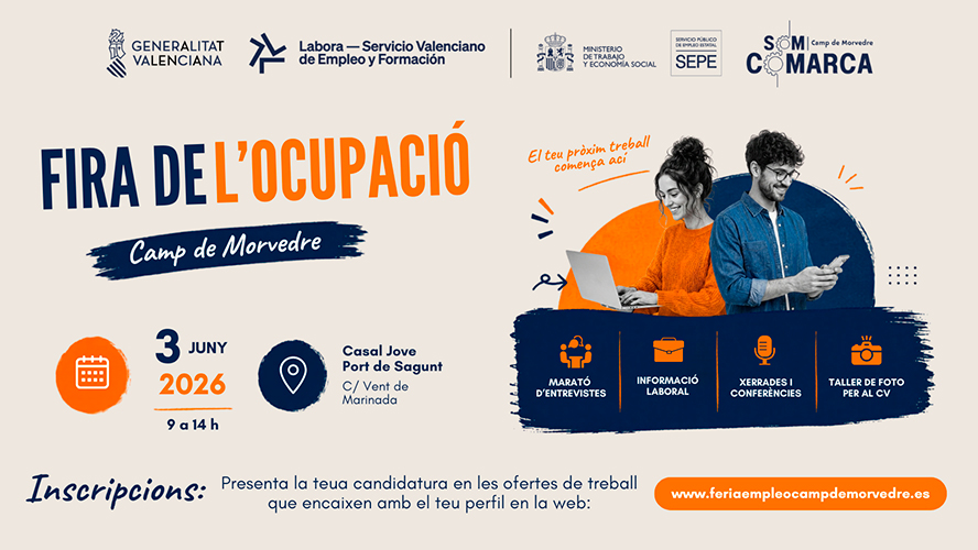 La II Feria de Empleo Comarcal del Camp de Morvedre ofrece oportunidades laborales el próximo 3 de junio