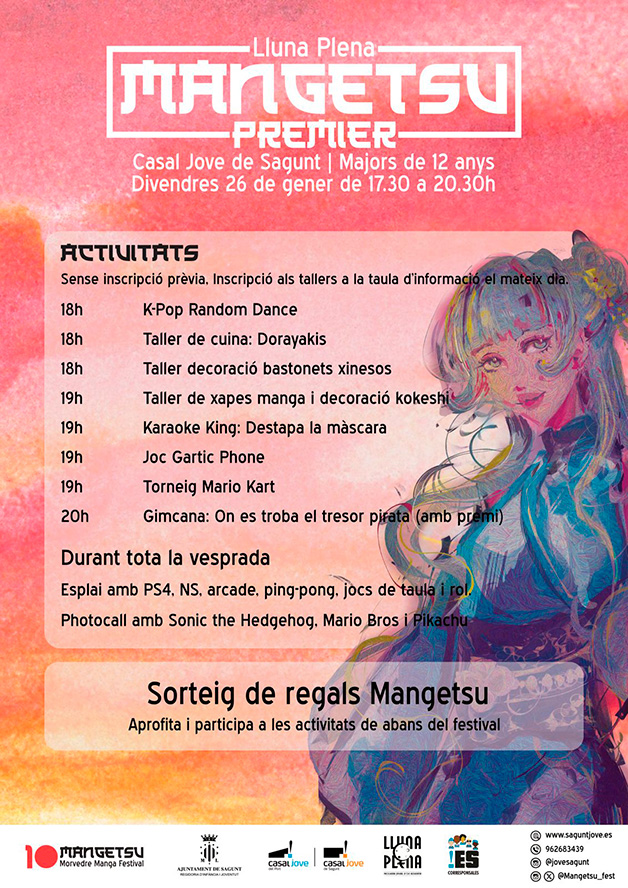 La regidoria de Joventut i Infància organitza el Lluna Plena Premier Mangetsu, com a prèvia al gran festival manga de la ciutat