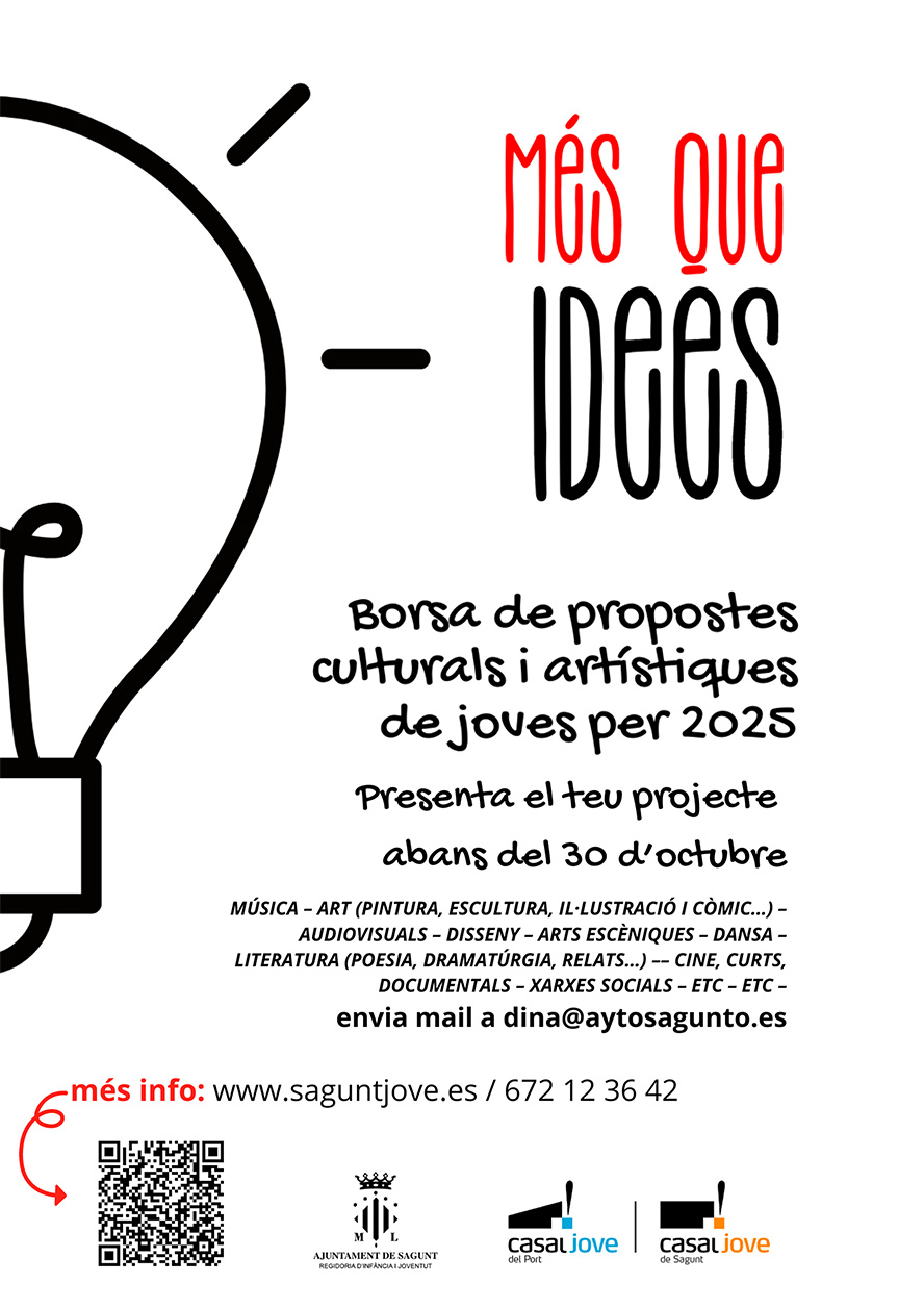 La regidoria de Joventut i Infància reactiva la borsa de propostes culturals Més que Idees