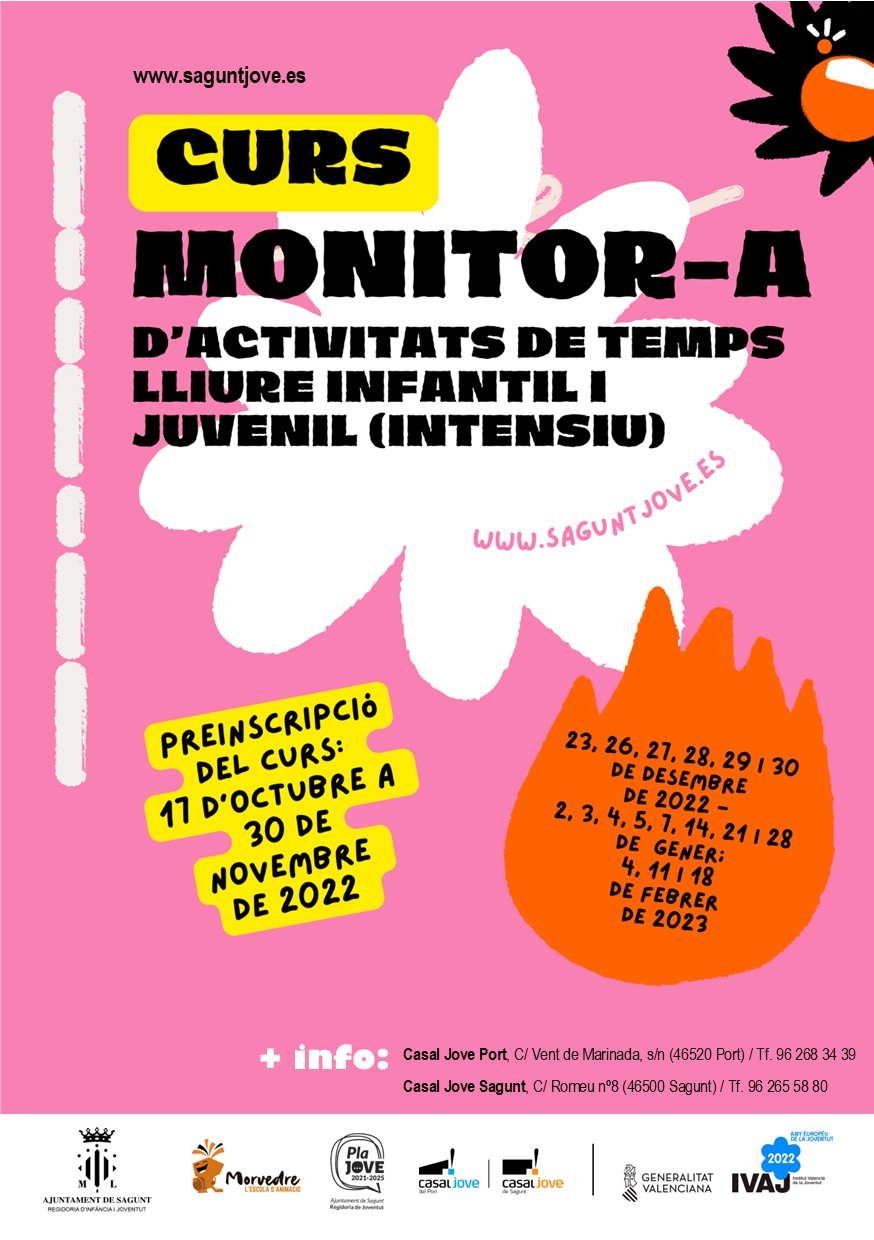 La regidoria de Joventut i Infància obrirà el termini de preinscripció del curs de monitor d'activitats de temps lliure del 17 d'octubre al 30 de novembre
