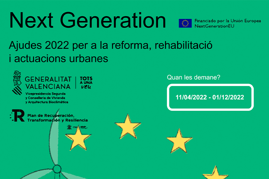 Comença el termini de sol·licitud del programa europeu d'ajudes per a la rehabilitació d'habitatges i millora d'eficiència energètica ‘Next Generation’