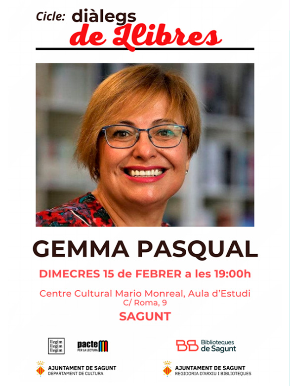 Dimecres que ve 15 de febrer continua el cicle de diàlegs de llibres en el Centre Cultural Mario Monreal amb Gemma Pasqual i Escrivà