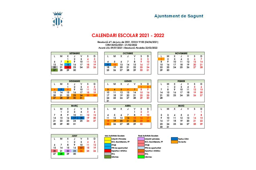El dia 17 de març no serà lectiu en el calendari escolar saguntí amb motiu de la festivitat de les Falles