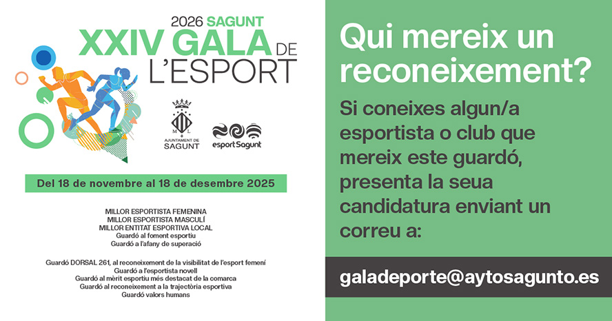 Obert el termini per a presentar candidatures als premis de la XXIV Gala de l'Esport de Sagunt