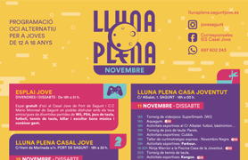 Joventut presenta la programació de novembre de Lluna Plena amb nous horaris i més activitats esportives