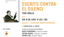 Toni Mollà presenta el seu llibre “Escrits contra el silenci” a Sagunt esta vesprada